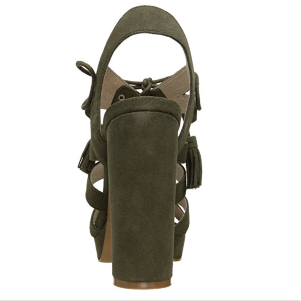 Military Green Chunky Heel Platform Ghillie Sandal - Picture 5 of 5